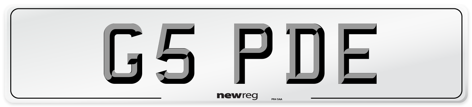 G5 PDE Number Plate from New Reg